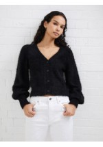 French Connection Meena Fluffy Cardigan (Black) AW23